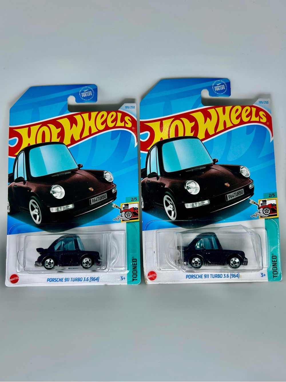 Hot Wheels Porsche Lot Of 2x - Tooned Porsche 911 Turbo 3.6 964 Black 2x 5/5 New